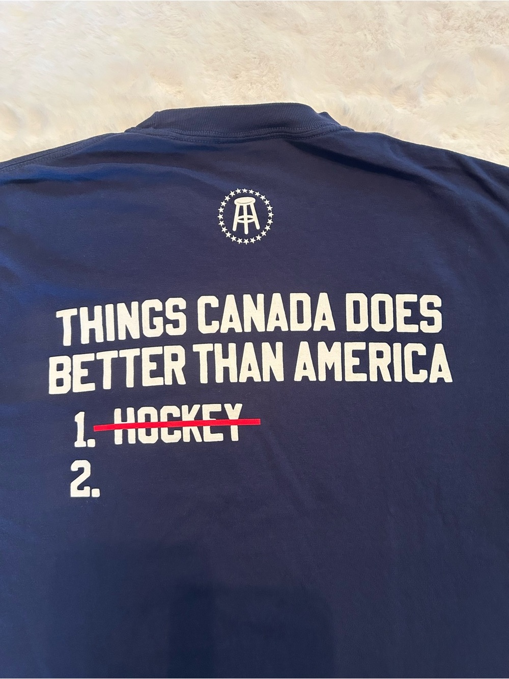 Barstool Navy Graphic Tee - "Things Canada Does Better Than America"